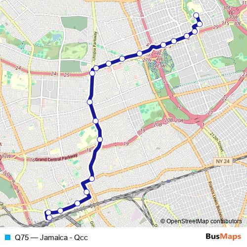 Q75 bus Line Map