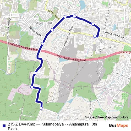 215-Z D44-Kmp bus Line Map