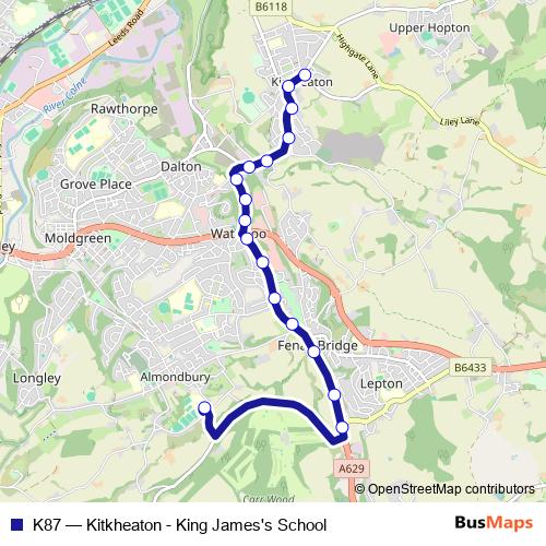 K87 bus Line Map