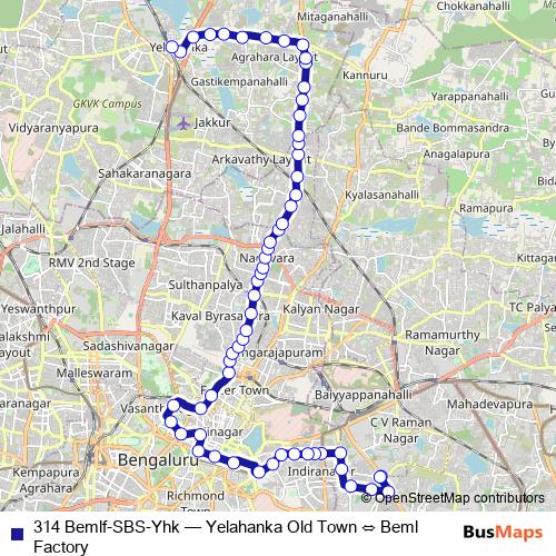 314 Bemlf-SBS-Yhk bus Line Map