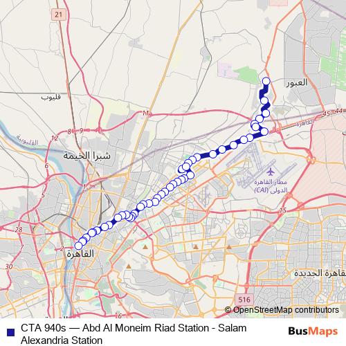 CTA 940s bus Line Map