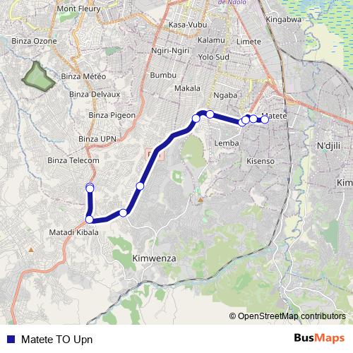 Matete TO Upn bus Line Map