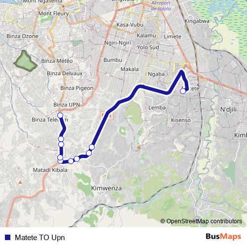 Matete TO Upn bus Line Map