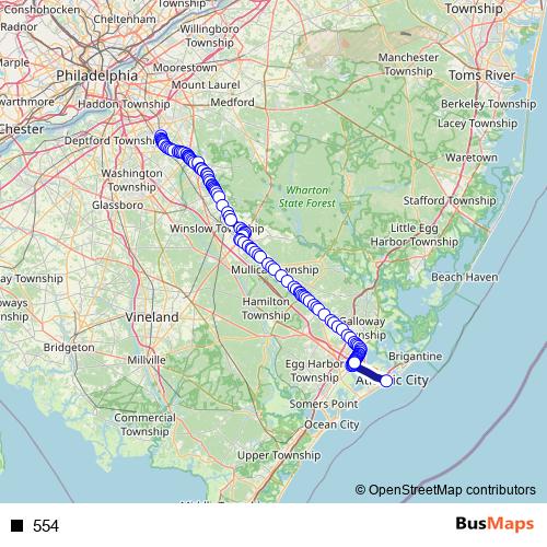 554 bus Line Map