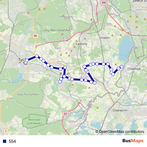 554 bus Line Map