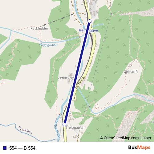 554 bus Line Map