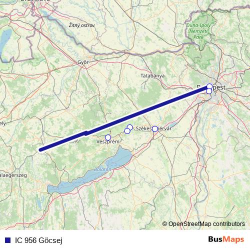 IC 956 Göcsej rail Line Map