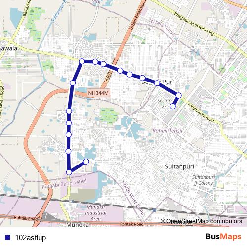 102astlup bus Line Map