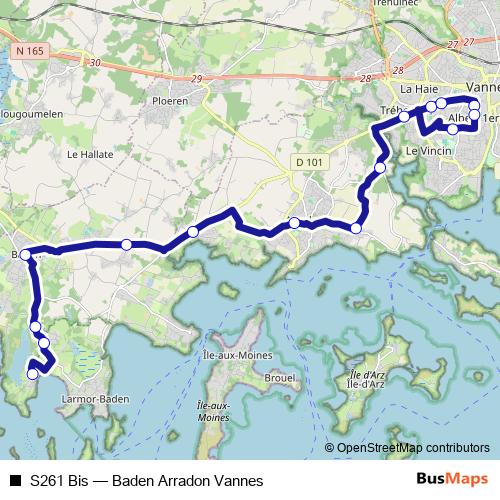 S261 Bis bus Line Map