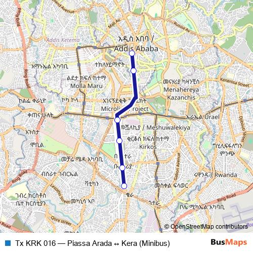 Tx KRK 016 bus Line Map
