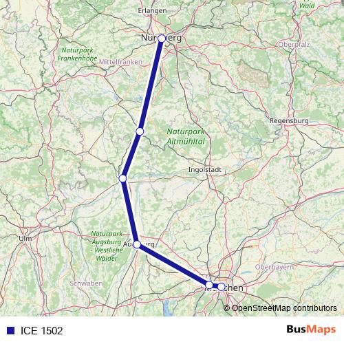 ICE 1502 rail Line Map
