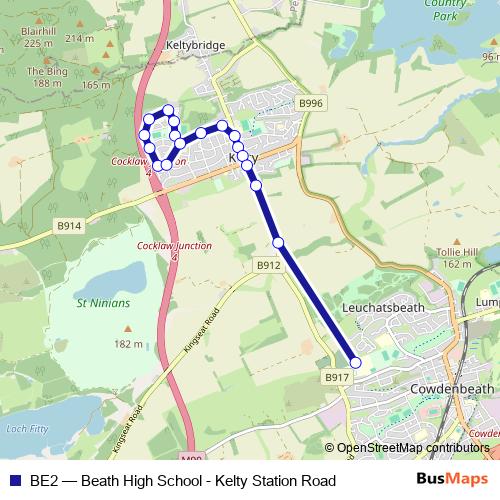 BE2 bus Line Map