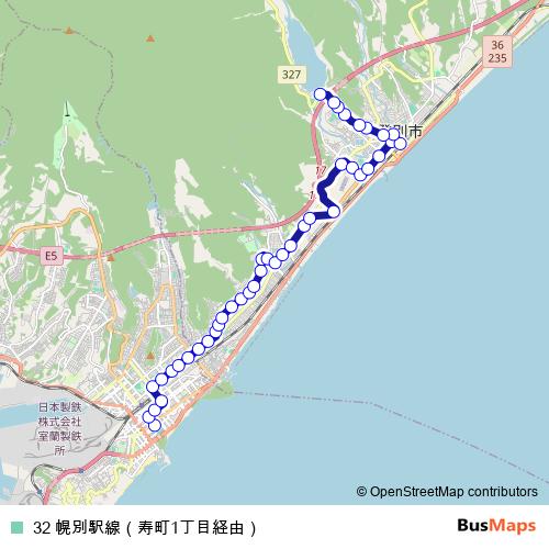 32 幌別駅線（寿町1丁目経由） bus Line Map
