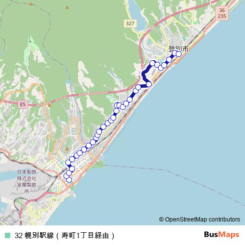 32 幌別駅線（寿町1丁目経由） bus Line Map