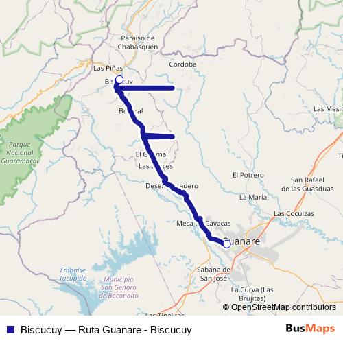 Biscucuy bus Line Map