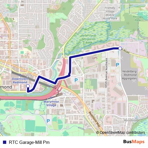 RTC Garage-Mill Pm bus Line Map