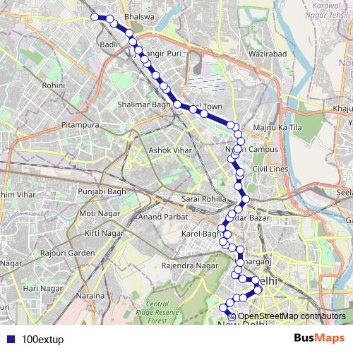 100extup bus Line Map