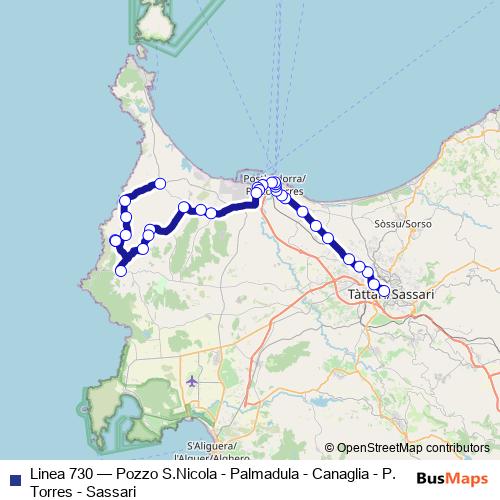Linea 730 bus Line Map