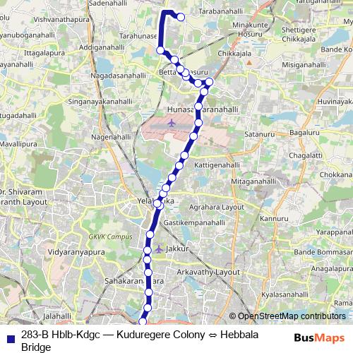 283-B Hblb-Kdgc bus Line Map