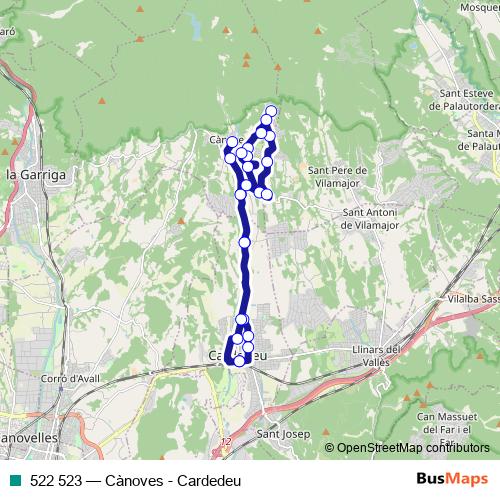 522 523 bus Line Map