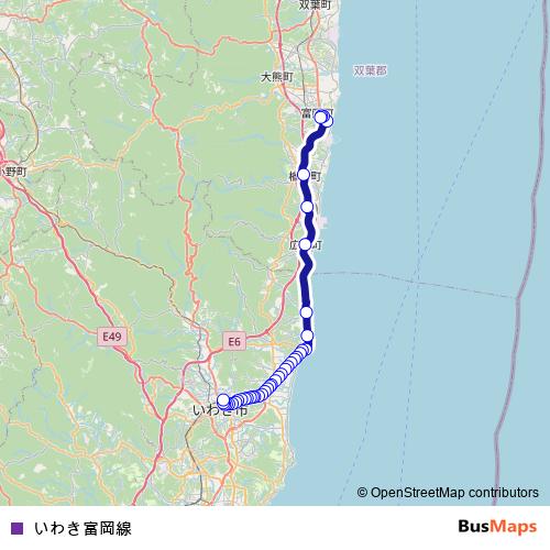 Iwaki Tomioka Line bus Line Map