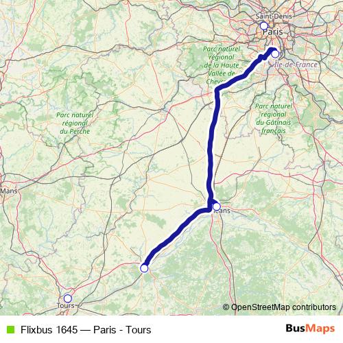 Flixbus 1645 bus Line Map
