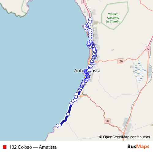 102 Coloso bus Line Map