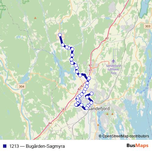 1213 bus Line Map