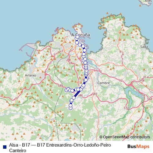 Alsa - B17 bus Line Map