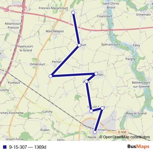 9-15-307 bus Line Map