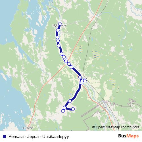 Pensala - Jepua - Uusikaarlepyy bus Line Map