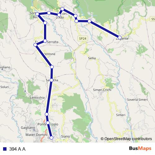 394 A A bus Line Map