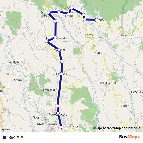 394 A A bus Line Map