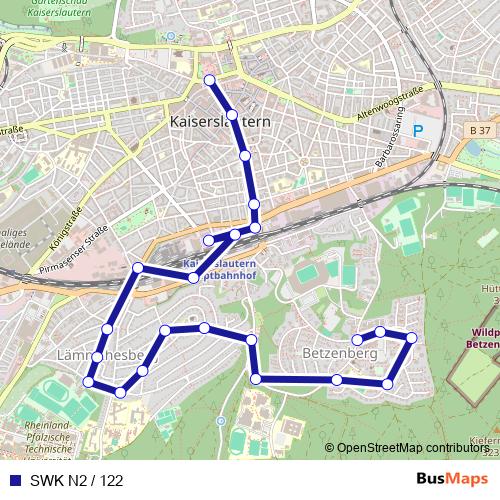 SWK N2 / 122 bus Line Map