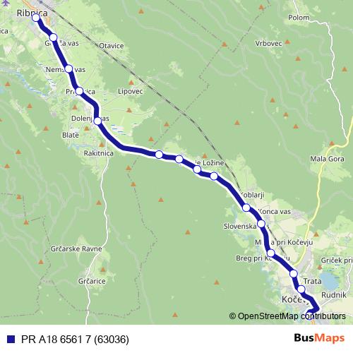 PR A18 6561 7 (63036) bus Line Map