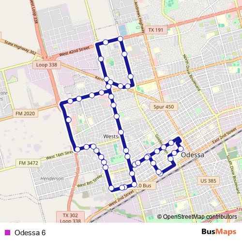 Odessa 6 bus Line Map