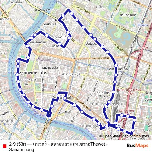 2-9 (53r) bus Line Map