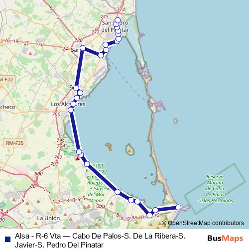 Alsa - R-6 Vta bus Line Map