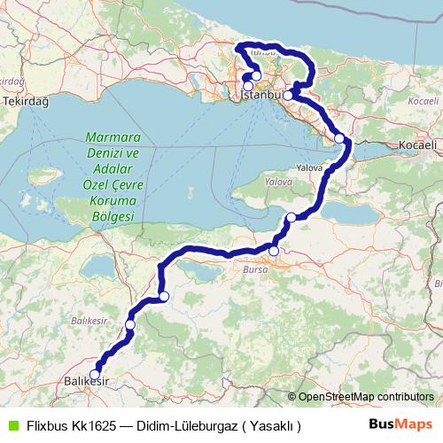 Flixbus Kk1625 bus Line Map