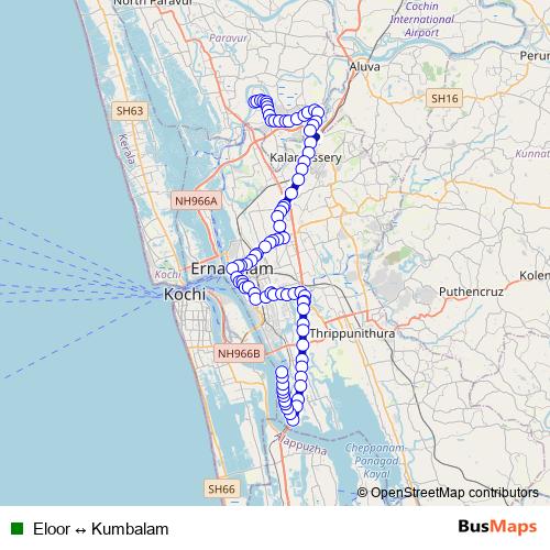 Eloor ↔ Kumbalam bus Line Map