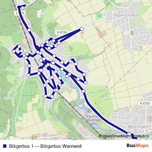 Bürgerbus 1 bus Line Map