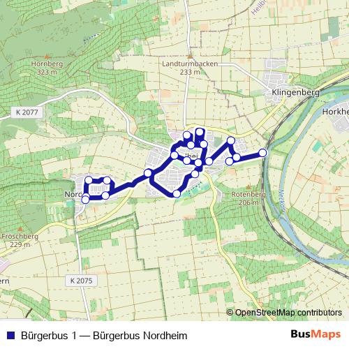 Bürgerbus 1 bus Line Map