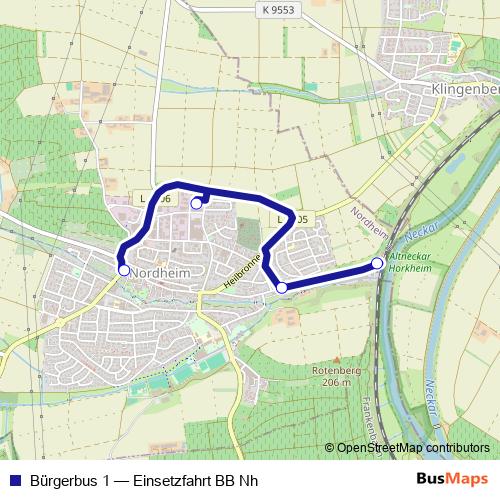 Bürgerbus 1 bus Line Map