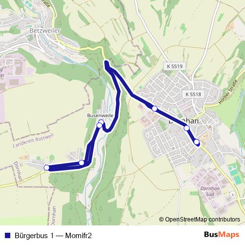 Bürgerbus 1 bus Line Map