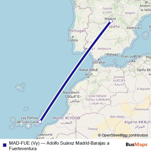 MAD-FUE (Vy) air Line Map