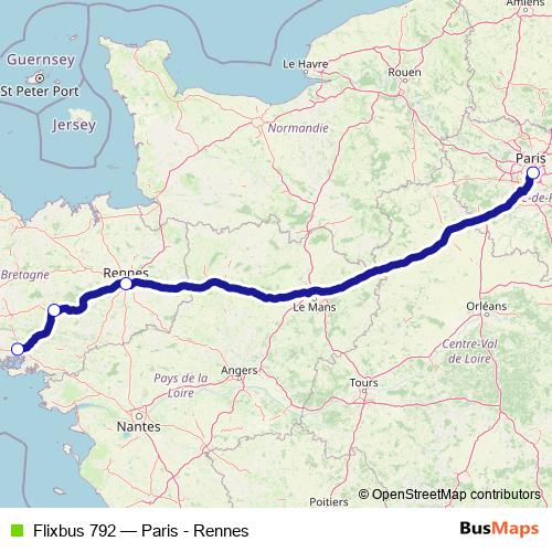 Flixbus 792 bus Line Map