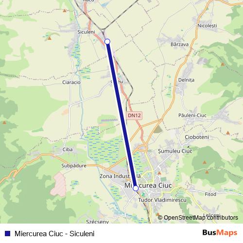 Miercurea Ciuc - Siculeni rail Line Map