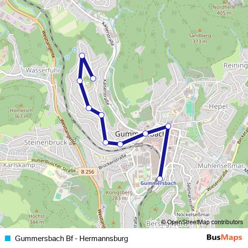 Gummersbach Bf - Hermannsburg tram Line Map