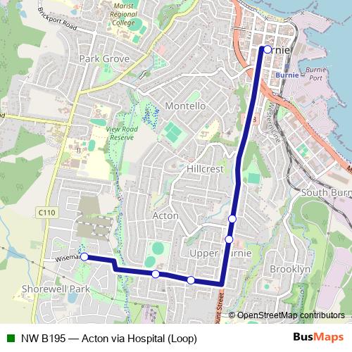 NW B195 bus Line Map