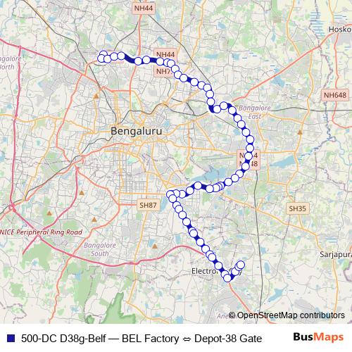 500-DC D38g-Belf bus Line Map